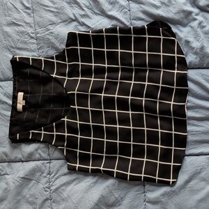 LOFT Black and White Sleeveless Blouse
